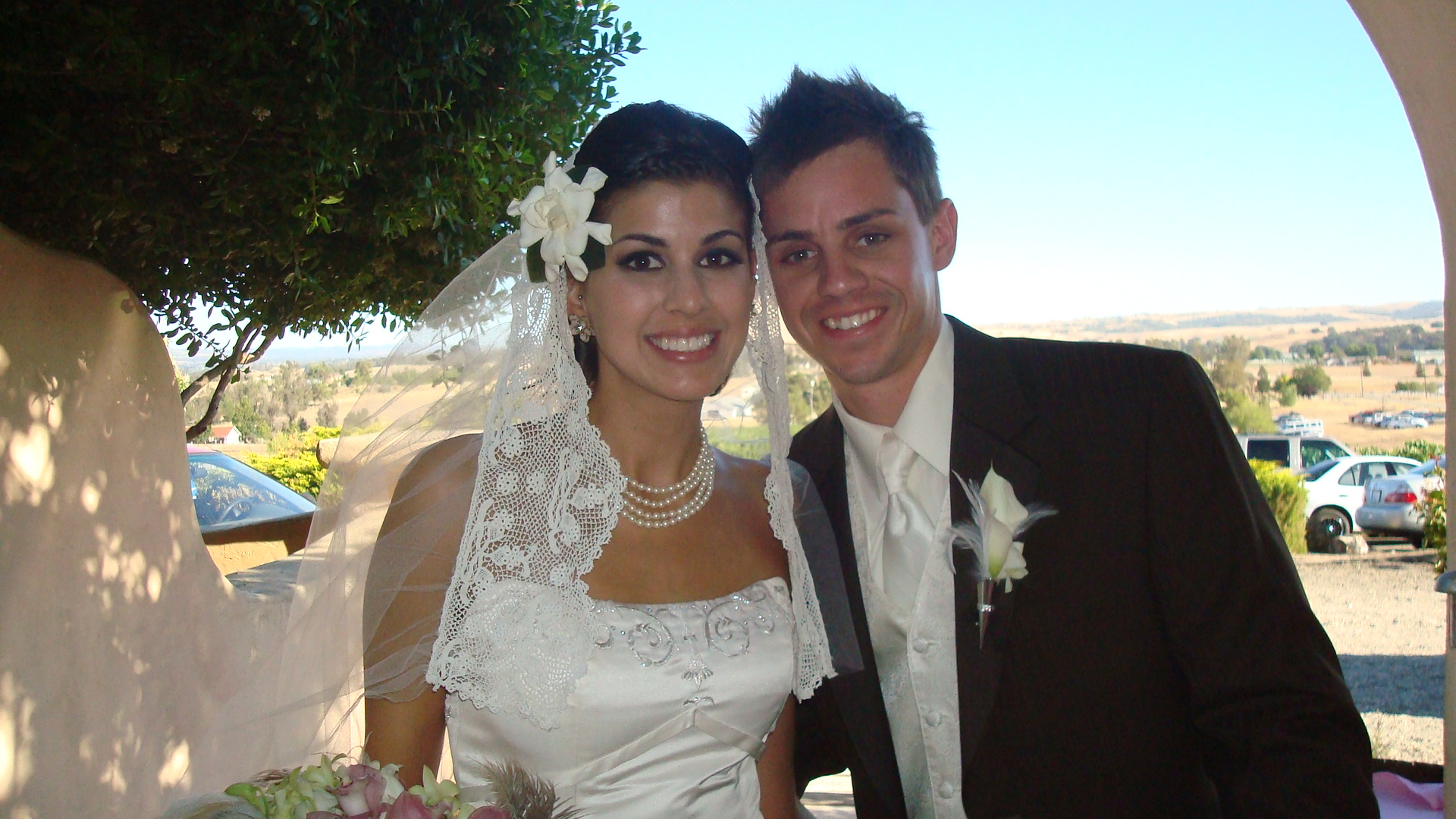 The gorgeous couple. How STUNNING is Heidi's veil? She looks like a Spanish Princess! In actuality, she's Irish!